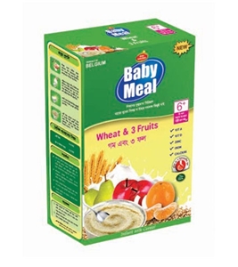 Baby Meal Infant Milk Wheat & 3 Fruits Cereal BIB 6 To 24 Month