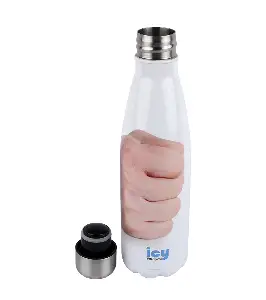 ICY Water Bottle 450 ML Stainless Steel| Keep Cold and Hot for 12 Hours| BPA Free| Leak Proof| Punch Fist Funky| Double-Walled Insulated Inner Steel and Sturdy Outer