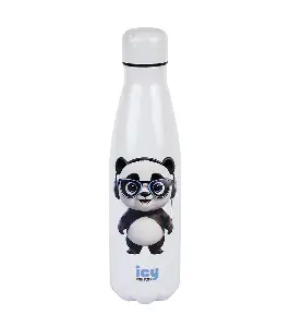Hot & Cold Stylish SS Cola Water Bottle 450 ML | Leak-Proof with Eye-Catching Spiral Print | Wide Mouth for Effortless Filling | Double-Walled Insulated Inner Steel and Sturdy Outer | Ideal for Daily Hydration at School, Office, Gym | Modern and Eco-Friendly | Panda Party