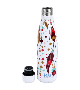 Hot & Cold Stylish SS Cola Water Bottle 450 ML | Leak-Proof with Eye-Catching Spiral Print | Wide Mouth for Effortless Filling | Double-Walled Insulated Inner Steel and Sturdy Outer | Ideal for Daily Hydration at School, Office, Gym | Modern and Eco-Friendly | Bohemian Breeze