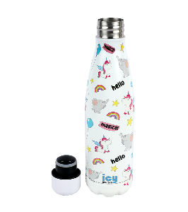 Hot & Cold Stylish SS Cola Water Bottle 450 ML | Leak-Proof with Eye-Catching Spiral Print | Wide Mouth for Effortless Filling | Double-Walled Insulated Inner Steel and Sturdy Outer | Ideal for Daily Hydration at School, Office, Gym | Modern and Eco-Friendly | Unicorn Wishes