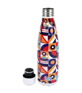 Hot & Cold Stylish SS Cola Water Bottle 450 ML | Leak-Proof with Eye-Catching Spiral Print | Wide Mouth for Effortless Filling | Double-Walled Insulated Inner Steel and Sturdy Outer | Ideal for Daily Hydration at School, Office, Gym | Modern and Eco-Friendly | Modern Mosaic