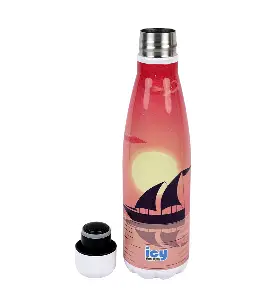 Hot & Cold Stylish SS Cola Water Bottle 450 ML | Leak-Proof with Eye-Catching Spiral Print | Wide Mouth for Effortless Filling | Double-Walled Insulated Inner Steel and Sturdy Outer | Ideal for Daily Hydration at School, Office, Gym | Modern and Eco-Friendly | Sail to Sunset