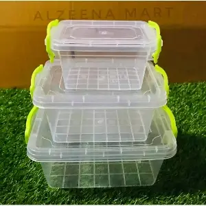 Plastic Fair Food Storage Box Container With Lid 3Pcs Set - Store Your Food Items Securely And Easily Accessible