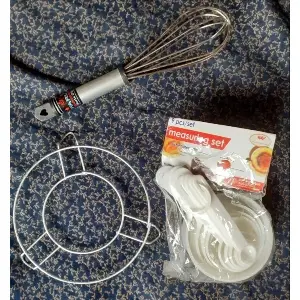 Measurement Cup with Egg Mixer or Beater and Cooking Stand - 3 items(Combo of Baking Tools)